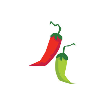 Red and green chili spicy peppers, hot pepper, paprika, jalapeno, spice for cooking mexican dishes vector illustration