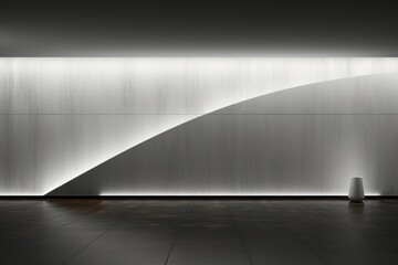 A wallpaper showcasing a concrete room, featuring a wall adorned with illuminated curves, making it a captivating backdrop for visual content. Photorealistic illustration