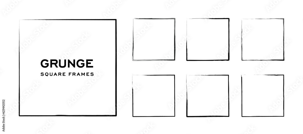 Aufkleber hand drawn set of grunge square frames. vector square frame collection, dirty borders with text copy