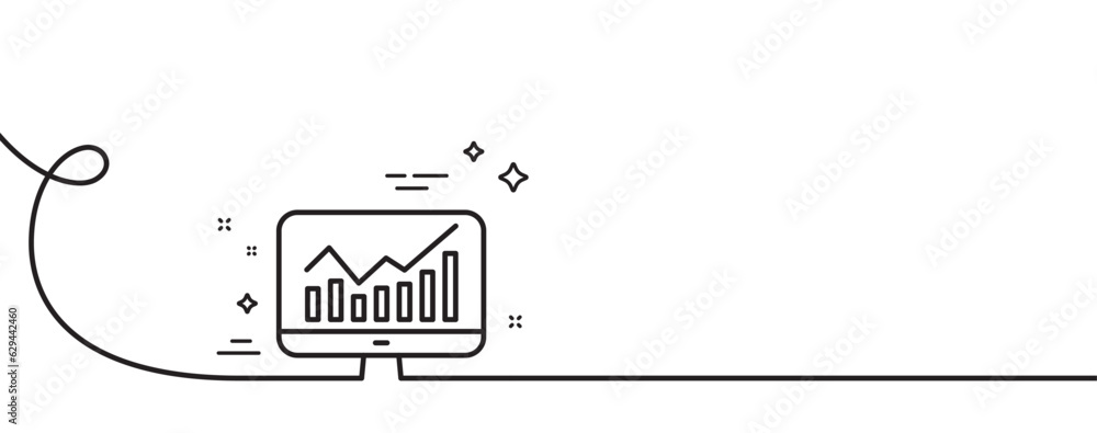 Poster statistics line icon. continuous one line with curl. data analysis sign. business strategy. statisti