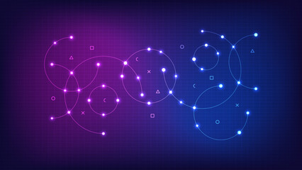 Abstract geometric background with plexus circles. Vector illustration of minimalistic design