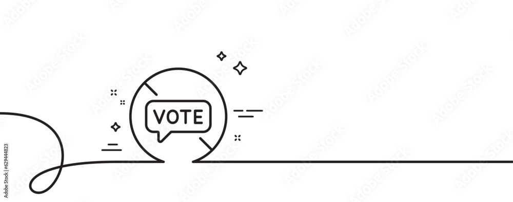 Poster stop voting line icon. continuous one line with curl. do not vote sign. no public election symbol. s