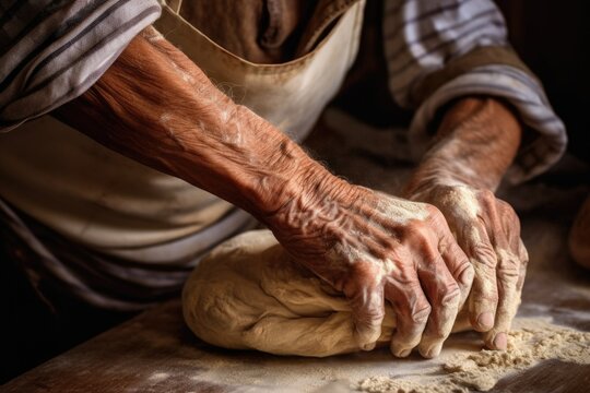 bakers hands shaping dough into artisan loaf