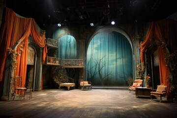 ballet stage set and props in the wings