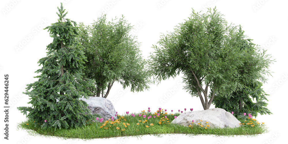 Poster group of tree isolated on transparent background