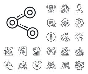 Social media sign. Specialist, doctor and job competition outline icons. Share line icon. Follow symbol. Share line sign. Avatar placeholder, spy headshot icon. Strike leader. Gender equality. Vector