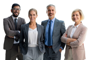 group of successful business people on a transparent background