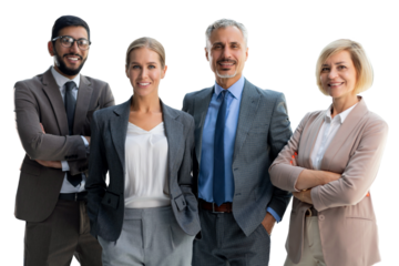 group of successful business people on a transparent background