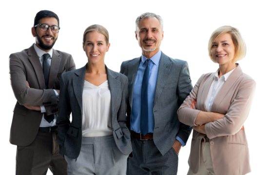 group of successful business people on a transparent background