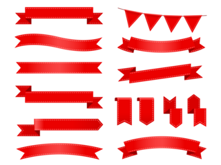 Red ribbons isolated for your decoration