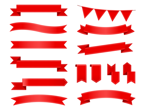 Red ribbons isolated for your decoration