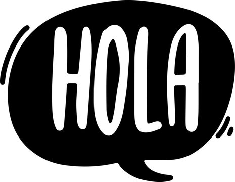 Hola Greeting Lettering Speech Bubble Vector Sticker