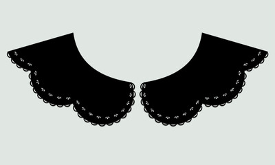 black cotton collar lace design vector.
