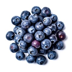 Top View Fresh and Healthy Fruit Isolated Blueberries on a White Background