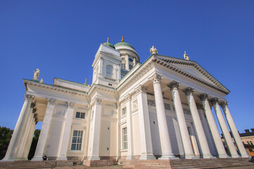 Close up of Helsinki cathedral on the Senate Square in summer 