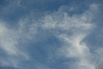 White clouds against the blue sky
background summer cloudy sky