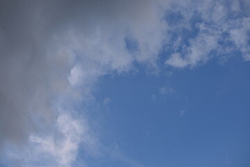 White clouds against the blue sky
background summer cloudy sky, soft light blue white sky background