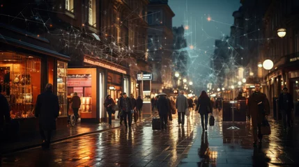 Fotobehang People walking in Oxford street at night. © AS Photo Family