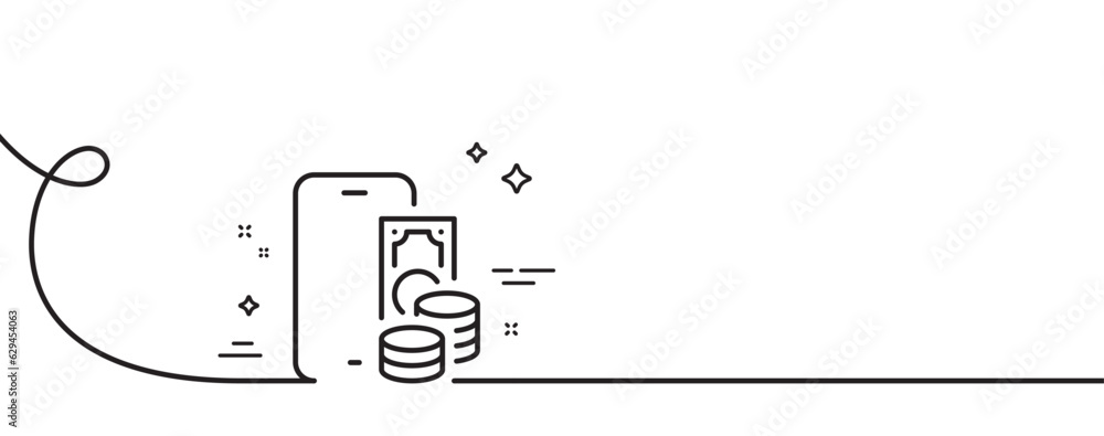 Aufkleber phone pay line icon. continuous one line with curl. smartphone app sign. cellphone mobile device sym