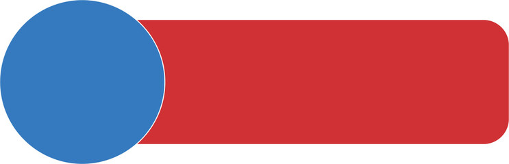 Digital png illustration of blue circle and red shape with copy space on transparent background