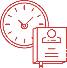 Obraz premium Digital png illustration of red book and clock on transparent background