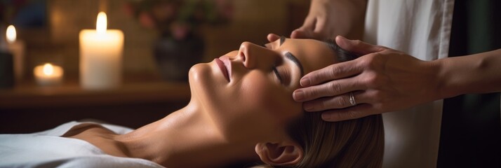 A woman receives a massage in a spa studio. Generative AI