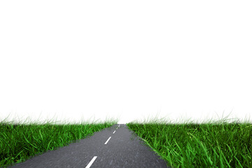 Digital png photo of road and grass on transparent background