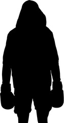 Digital png illustration of silhouette of male boxer on transparent background
