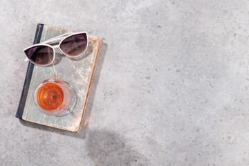 Refreshing rose wine by the pool on a sunny day