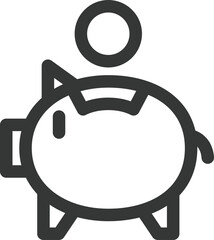 線画のシンプルビジネス単品アイコン　貯金箱