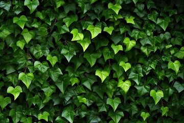 Fototapeta na wymiar Abstract Ivy Branches Pattern on Green Textured Wall Background