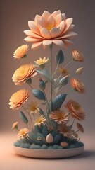 Cute 3D flowers in a vase