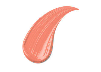 Peach Juicy Lip Balm cosmetic swipe smear smudge isolated on white background. peach color brush stroke close up. Makeup cream texture background