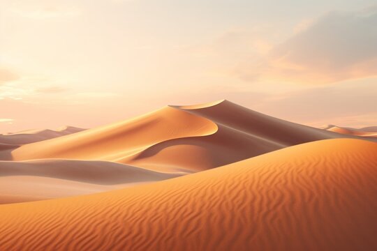 sand dunes in the desert on a clear day. high temperature the heat generative ai. © robertuzhbt89