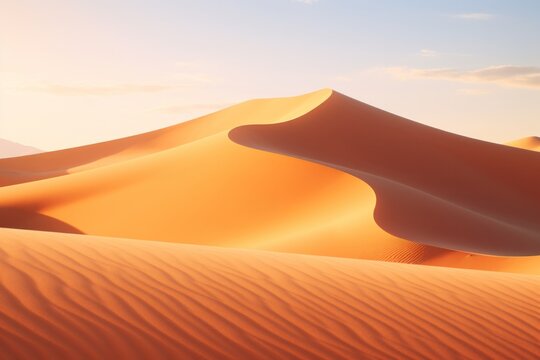 sand dunes in the desert on a clear day. high temperature the heat generative ai. © robertuzhbt89