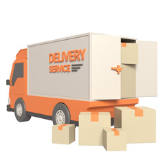 3D Delivery truck icon in high quality render image