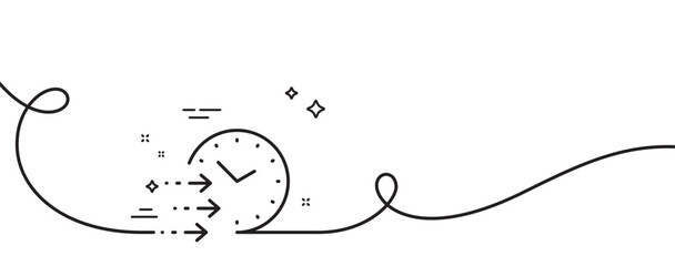 Delivery time line icon. Continuous one line with curl. Express courier sign. Fast shipping symbol. Delivery time single outline ribbon. Loop curve pattern. Vector
