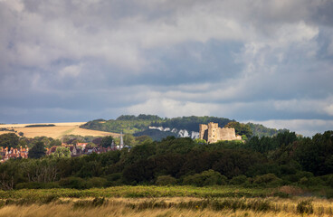 Fototapeta na wymiar View of Lewes castle from the Ouse valley way out of Lewes in east Sussex south east England UK