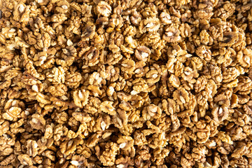 walnuts in a group in a display