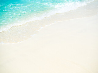 Fototapeta na wymiar Beach Sand Wave Sea Ocean Background, Blue Water Summer Tropical Seaside, White Foam Calm Shore