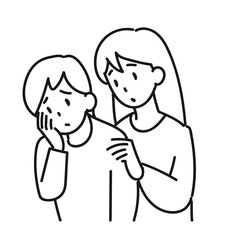 悩んでいる女性と寄り添う女性の上半身のイラスト