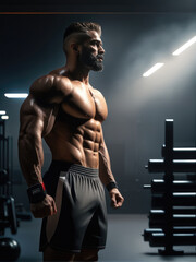 Fototapeta na wymiar Photography of fit man in the gym