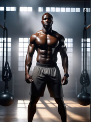 Fototapeta na wymiar Photography of fit man in the gym