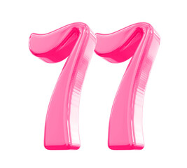 77 Pink Number 3d