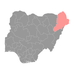 Borno state map, administrative division of the country of Nigeria. Vector illustration.
