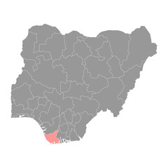 Bayelsa state map, administrative division of the country of Nigeria. Vector illustration.