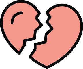 Heartbrake abuse icon outline vector. Bully child. Violence school color flat