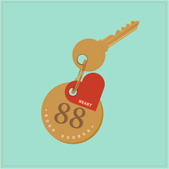 Round keychain with red hearts