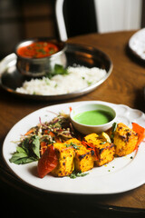 Roasted Indian cheese with vegetables