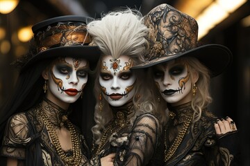 people with makeup in halloween party carnival